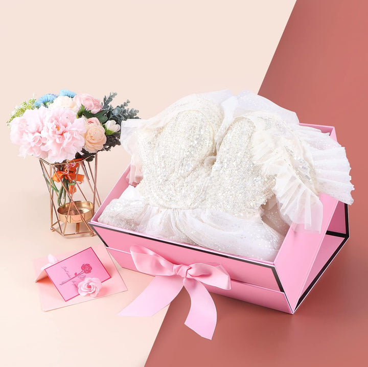 JiaWei Geschenkbox (Stil-1) 45 x 37 x 18 cm XXL, Geschenkkarton mit Magnetisch Deckel und Schleife,