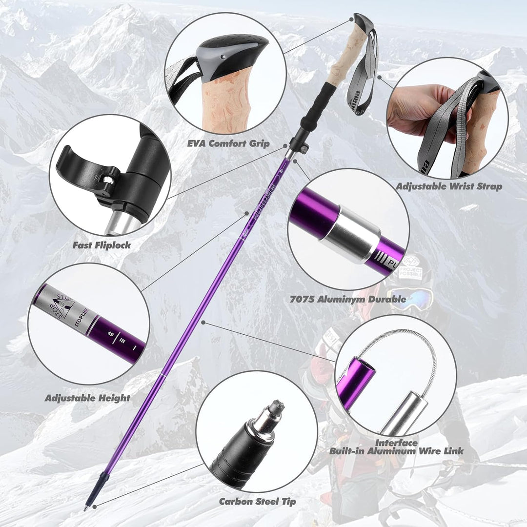 Walking Stöcke Faltbar 105-125cm,Nordic Walking Stöcke Damen,Aluminium Wanderstöcke Faltbar,Trekking