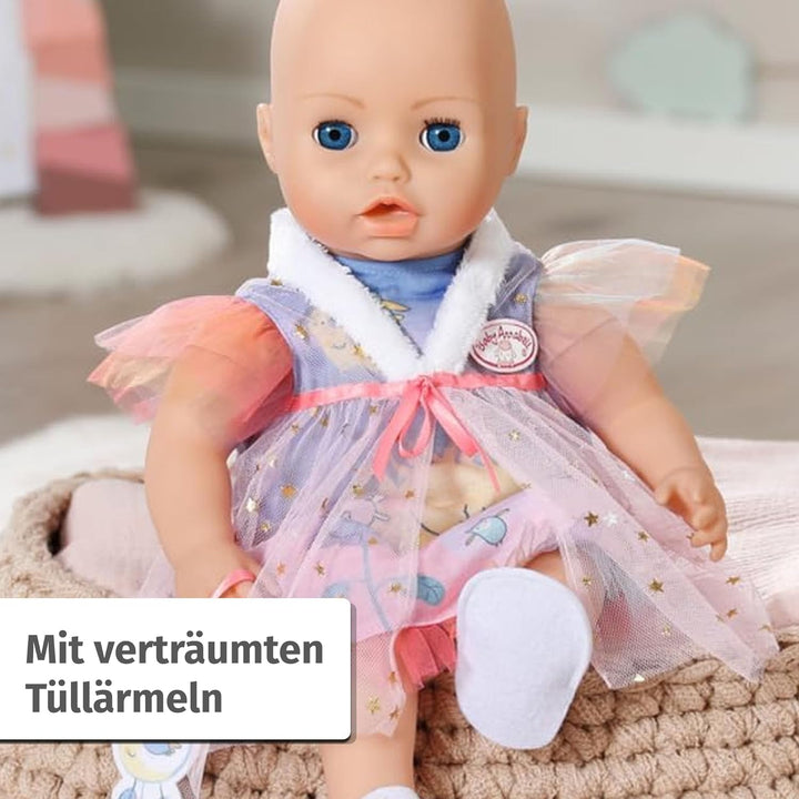 Baby Annabell Sweet Dreams Nachthemd 43cm, Puppennachthemd mit Plüschkragen, Hausschuhen und Traumfä