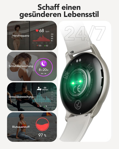 AGPTEK Smartwatch mit Telefonfunktion, Fitness Tracker Damen Herren, 1,3 Zoll Armbanduhr mit 100+ Sp