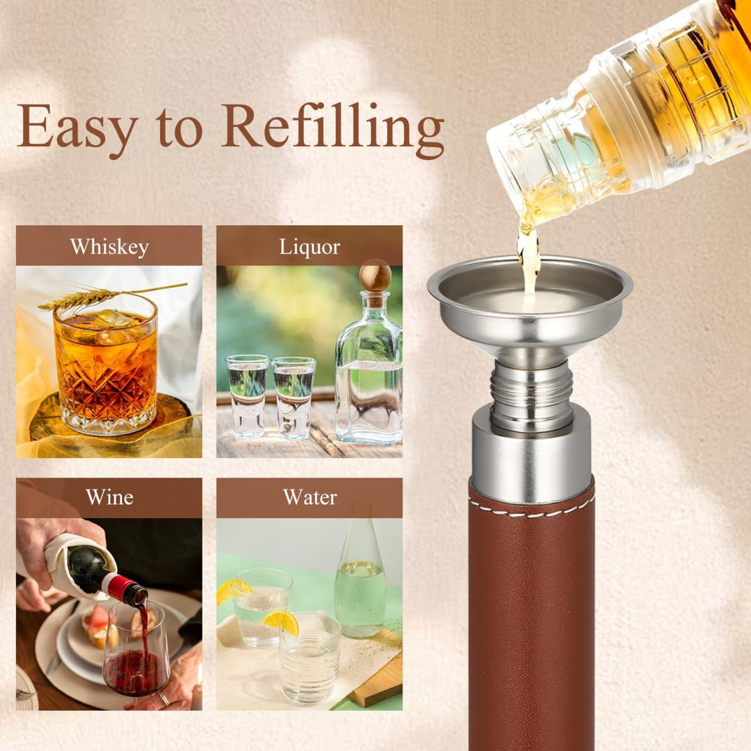 ELAYARD Tragbare WeinröHre Aus Edelstahl Mit Lederbezug Kompakter Mini-Weintopf FüR Outdoor Barzubeh
