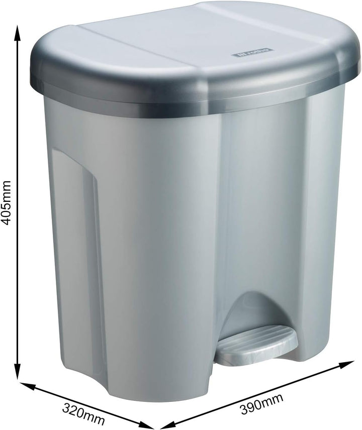 Rotho Duo Mülleimer 2x 10l zur Mülltrennung mit Deckel, Kunststoff (PP recycelt) BPA-frei, silber, 2