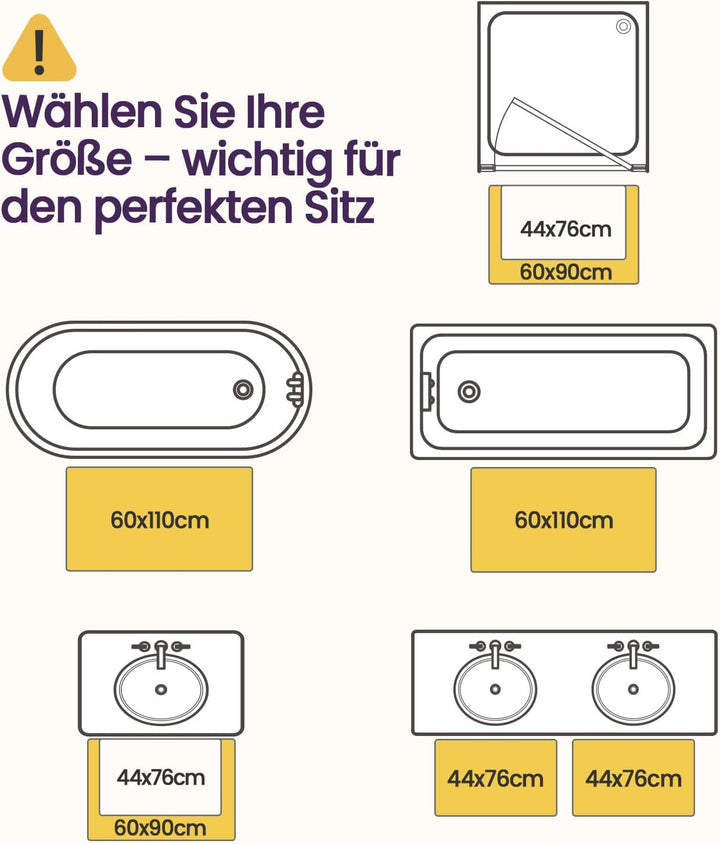 DEXI Badematte rutschfest 60 x 90 cm, waschbar Badezimmerteppich weich Badteppich Mikrofaser Saugfäh