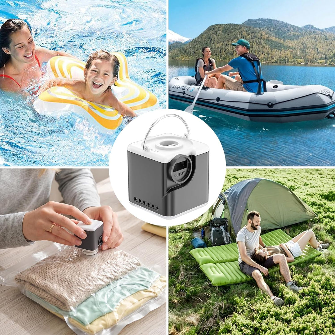 Mini elektrische luftpumpe, 2400mAh akku luftpumpe für luftmatratze, 5 Düsen Inflate & Deflate pumpe