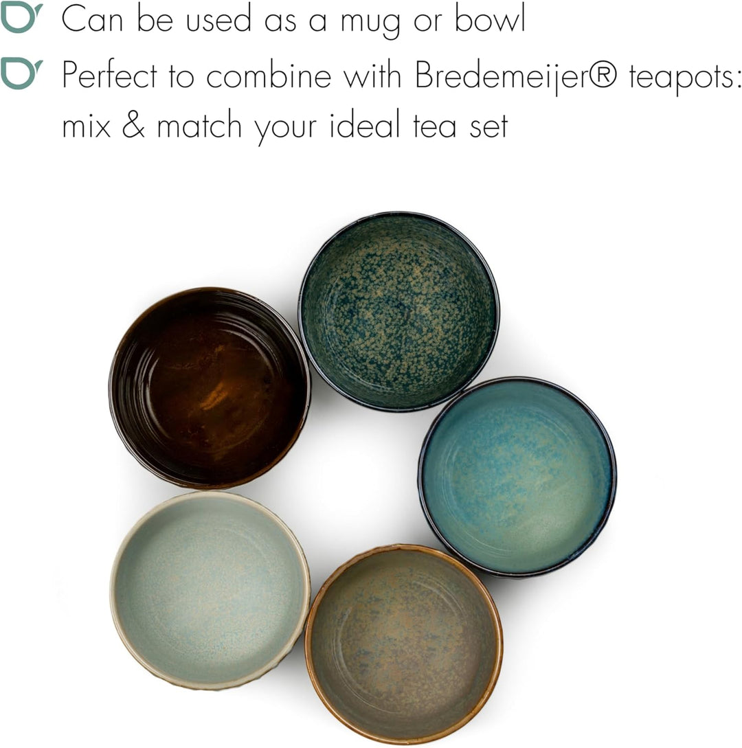 Bredemeijer Tee-Schalen Set 5-teilig - farbige Karo Teebecher aus Porzellan - Trinkbecher mit je 150
