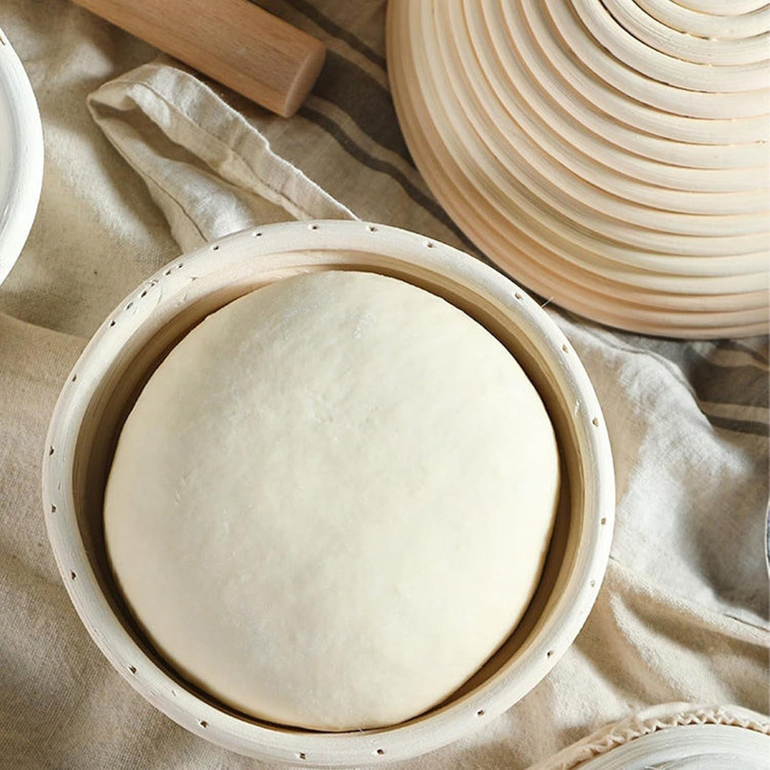 Gärkorb Brot Set,Gärkörbchen,23cm Rundes Gärkorb Zum Brotbacken-Set für Professionelle und Häusliche