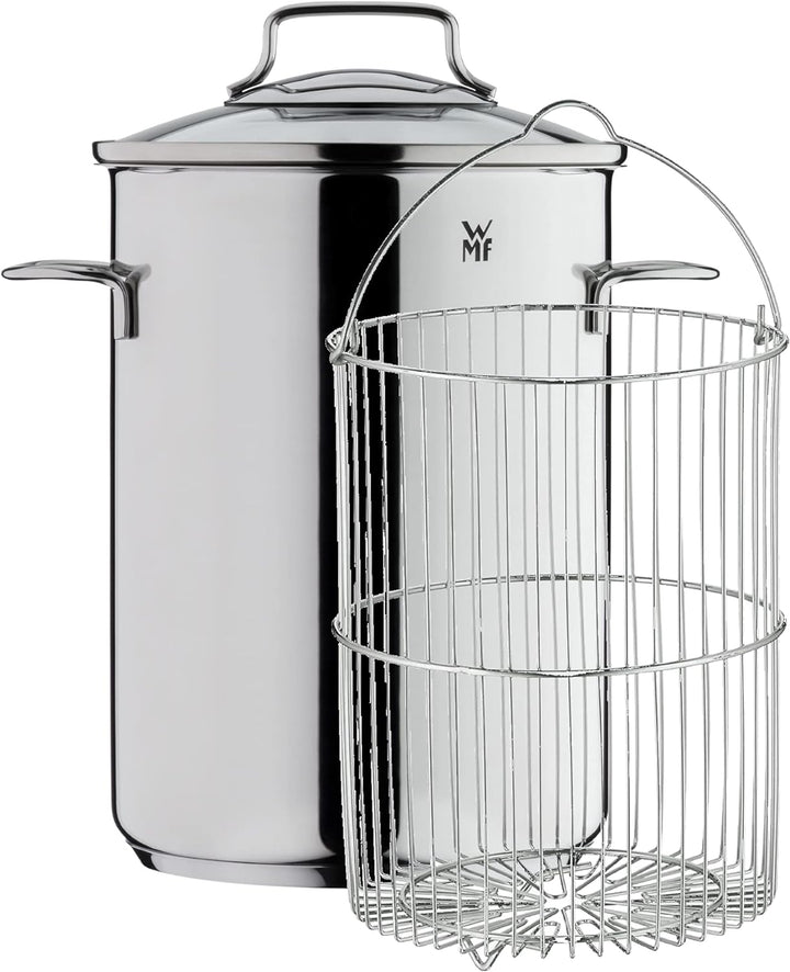 WMF Spargeltopf hoch mit Glasdeckel 16cm, Spargeltopf Induktion, Dampfgarer 5l, Cromargan Edelstahl