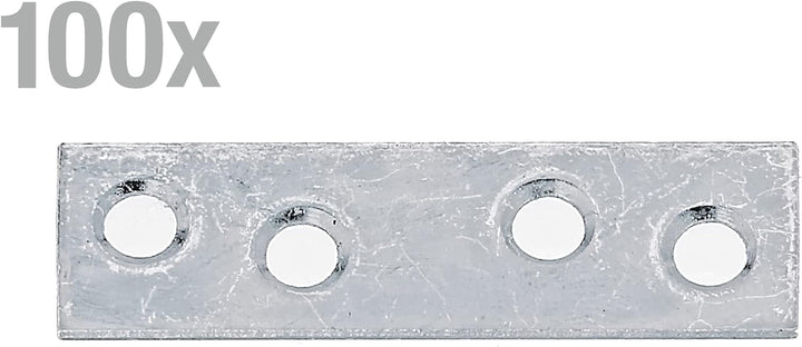 Alberts 849368 Flachverbinder | schmal | sendzimirverzinkt | 50 x 14 mm | 100er Set 50 x 14 mm / 100
