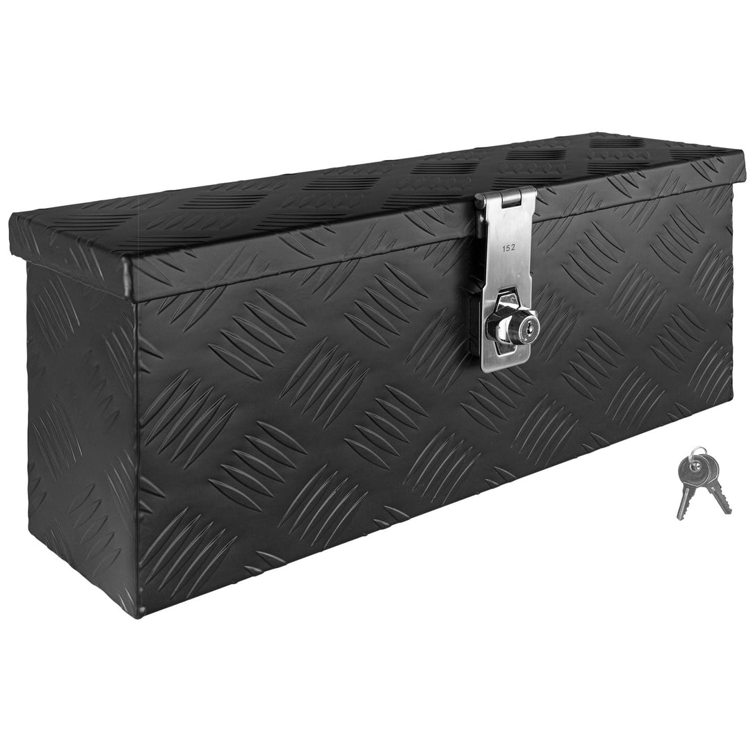 Trucky Truckbox aus Aluminium, in Schwarz, Abschliessbar, Robustes Riffelblech, Für Werkstatt, Auto,