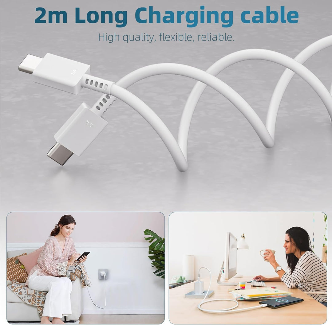 45W USB C Ladegerät Schnellladegerät, Super Fast Charger Netzteil mit 2 m 5A Ladekabel Schnellladeka