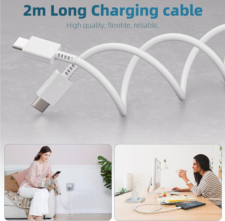 45W USB C Ladegerät Schnellladegerät, Super Fast Charger Netzteil mit 2 m 5A Ladekabel Schnellladeka