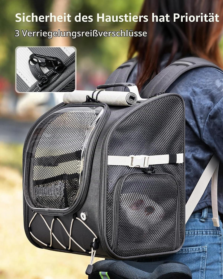 Pecute Transportbox Katze &amp; Kaninchen, bis 4kg, mit Sichtfenster, Grau