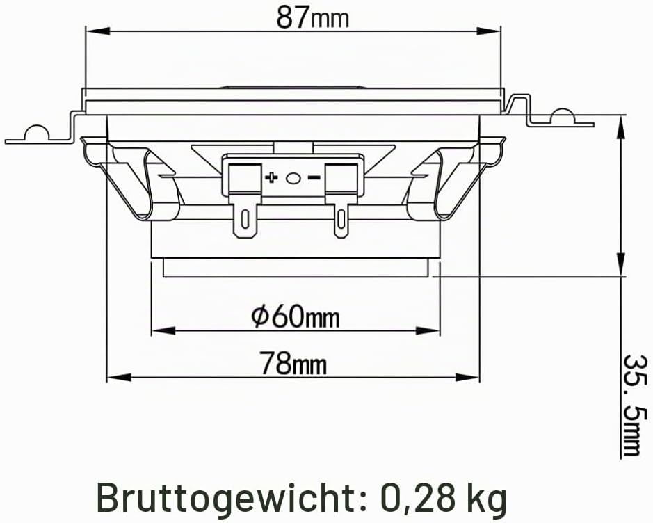 KIT-Set FÜR Alpine SXE-0825S 2 2-Wege-Koaxiallautsprecher, 8,7 cm, 87 mm, 3,5 Zoll Durchmesser, 20 W