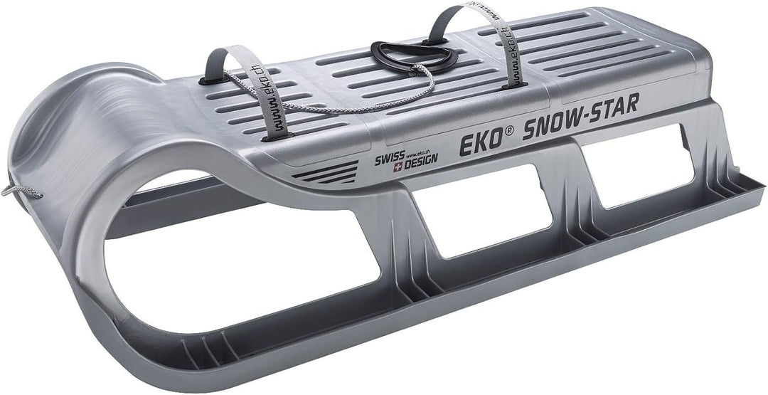 EKO Snowstar 100 2er Familienschlitten 2-Sitzer - davoser Stil Kunststoffschlitten mit Metallkufen s