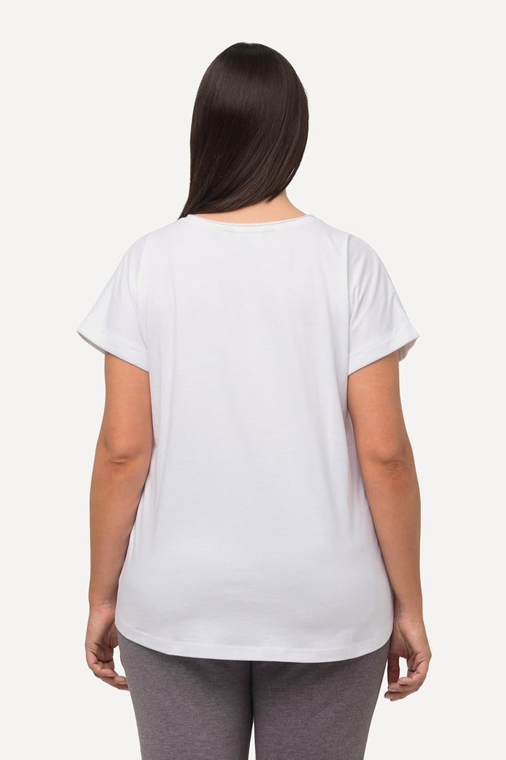 Ulla Popken Damen Loungewear, Oversized, Love Stickerei, Rundhals, Halbarm T-Shirt 50-52 Grosse Grös
