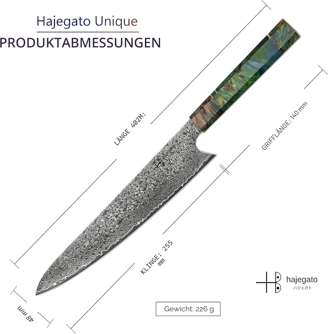 hajegato Gyuto Hajegato Einzigartiger einzigartiger Griff Professionelles 25,4 cm japanisches Kochme