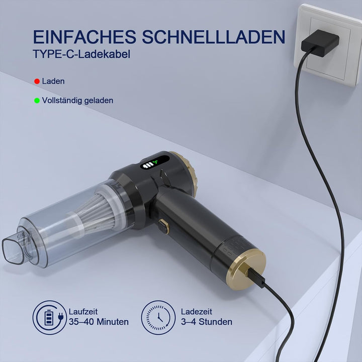 Schnurloser Handstaubsauger,Wiederaufladbarer,Tragbarer,Leichter Staubbläser,22000PA Starke Saugkraf