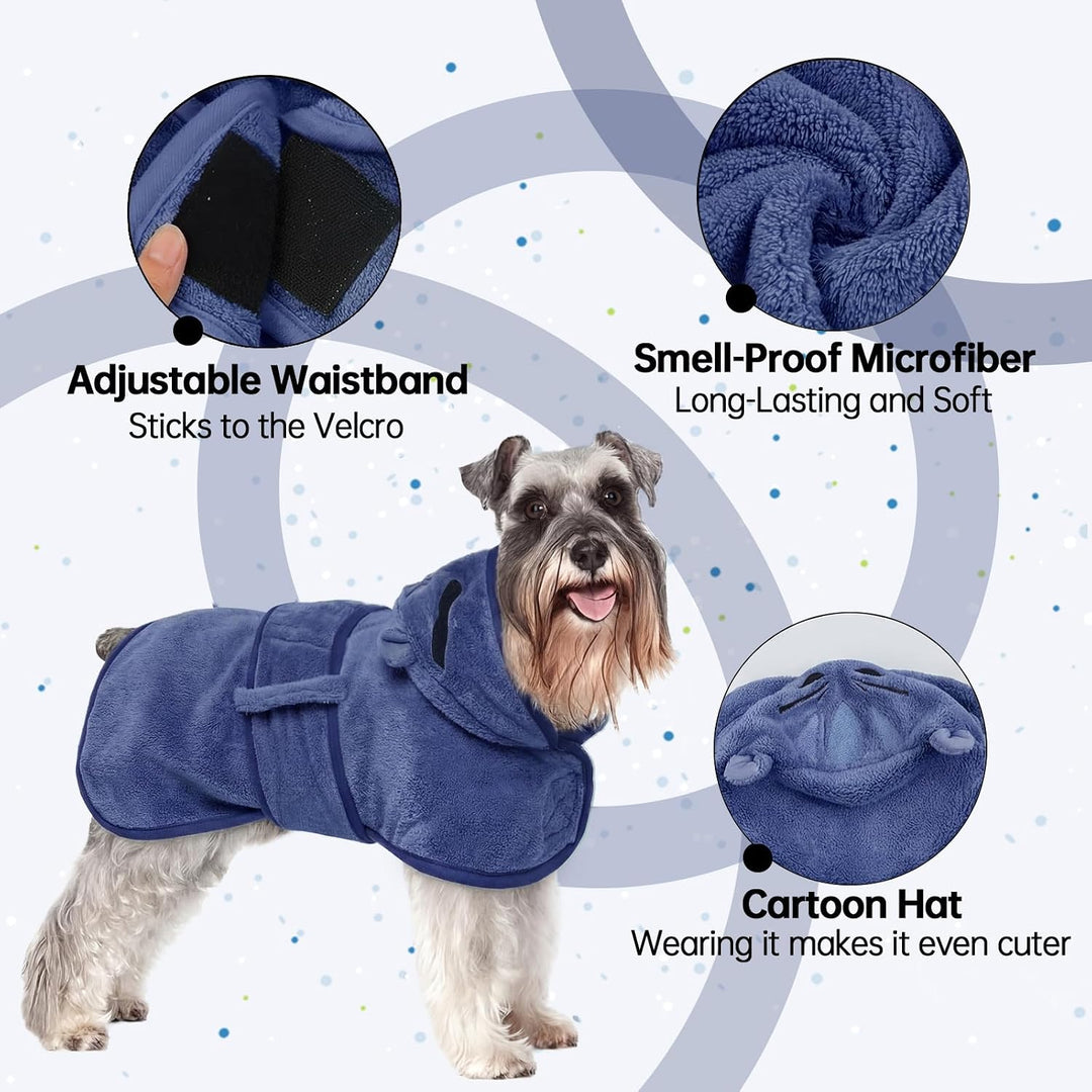 Hundetrocknungsmantel, Hundemantel zum Trocknen von Hunden, blaue Hundetücher für kleine Hunde, Mikr