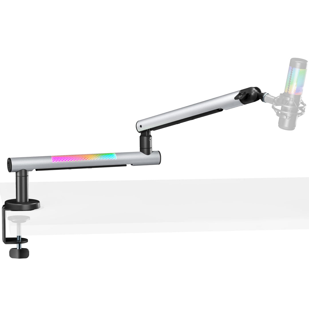 ARES WING Gaming Mikrofon Arm mit RGB Licht, Mikrofonständer mit 360° drehbarem Schwenkarm, kompatib