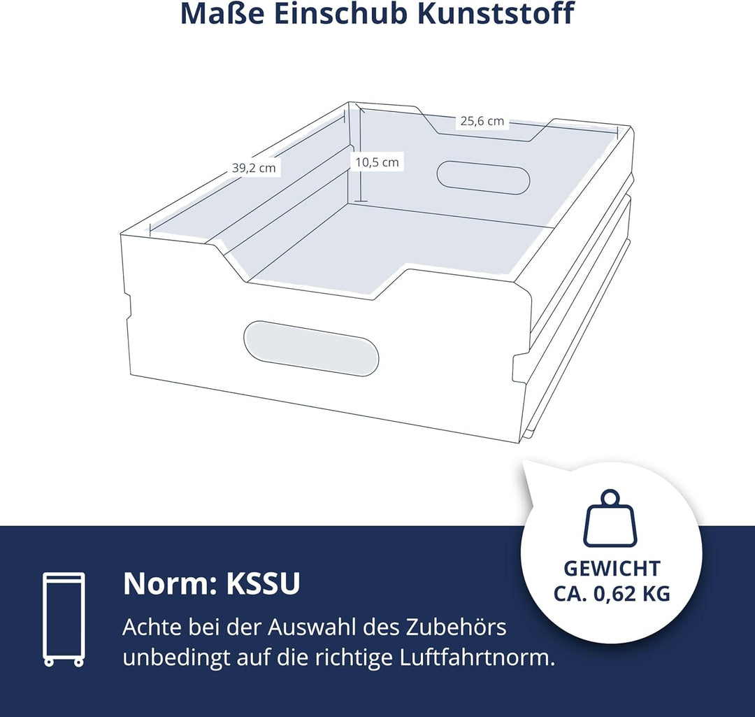 Einschub Kunststoff (KSSU), Schublade, Schubkasten, Drawer, Zubehör für Flugzeugtrolleys, Airline Tr