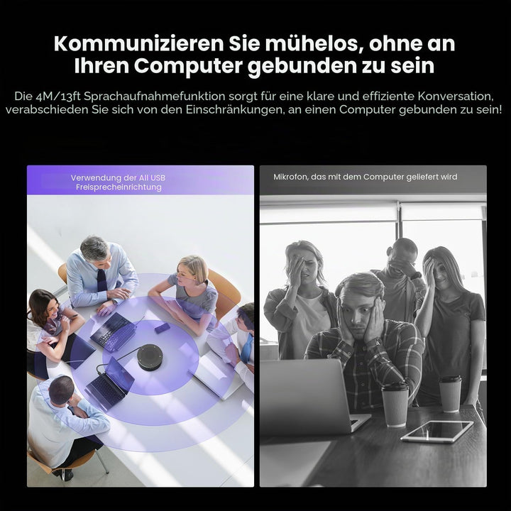 NEARITY A11 Konferenzlautsprecher, 4 Mikrofonen USB Freisprecheinrichtung AI Noise Cancelling 13ft A