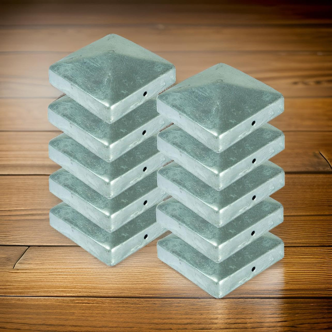 BURI 10 Stück Zaunkappe für Holzpfosten Pyramide 71x71mm Pfostenkappe 7x7 aus Metall feuerverzinkt P