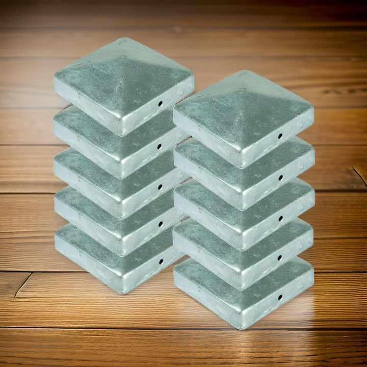 BURI 10 Stück Zaunkappe für Holzpfosten Pyramide 71x71mm Pfostenkappe 7x7 aus Metall feuerverzinkt P