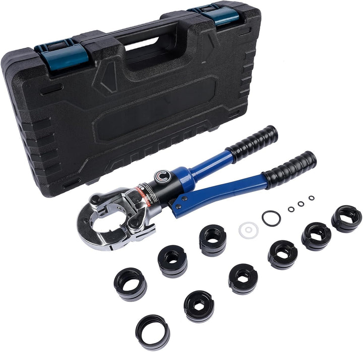 360° Hydraulisches Krimptool für Kupferrohre (12, 15, 18, 22, 28 mm) und PEX-AL-PEX Rohre (16, 20, 2