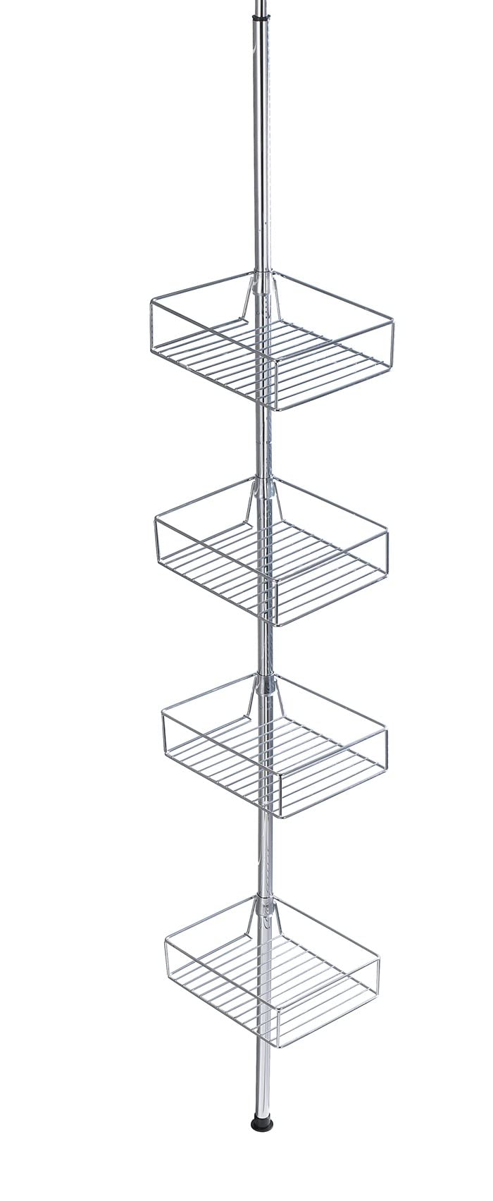 WENKO Teleskopregal Domaso mit extra tiefen Körben Edelstahl, Edelstahl rostfrei, 25 x 65-275 x 20 c