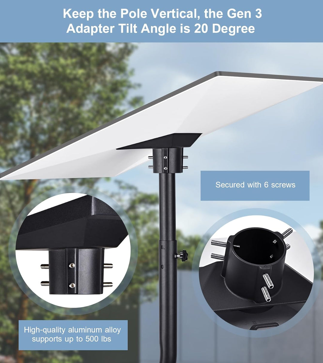 Rohradapter für Starlink Standard/Gen 3, Aluminium, Schwarz, Pole Montageadapter, Korrosionsbeständi