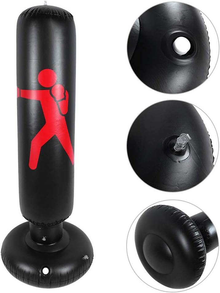 Aufblasbarer Boxsack, 160 cm Höhe PVC Fitness Hit Sandsack, freistehender Boxsack, aufblasbare Boxsa