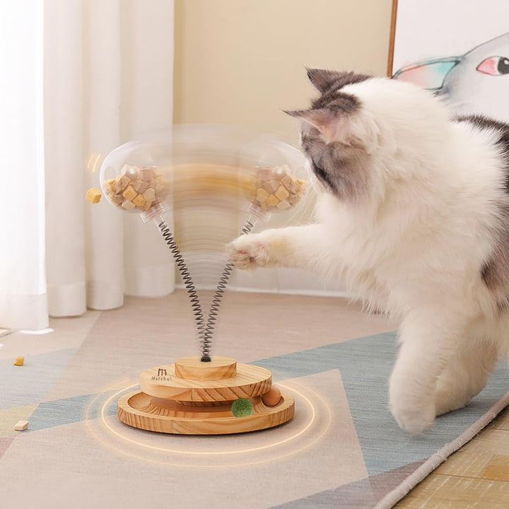 Marchul KatzenSpielzeug mit Futterball Snackball, Katzen Spielzeug Roller Tracks mit Drehteller, Int