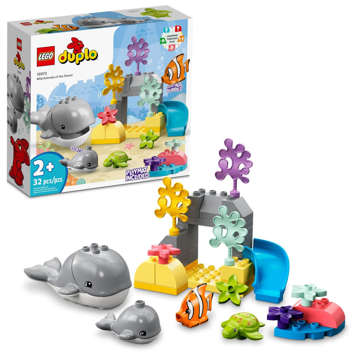 LEGO DUPLO Wild Animals of the Ocean Set 10972, with Whale and Turtle Sea Animal Figuren & Playmat,