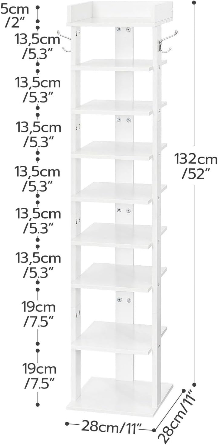 HOOBRO Schuhregal, vertikales Schuhablage, 9-lagiges Schuhschrank, schmale Schuhständer mit Zaun und