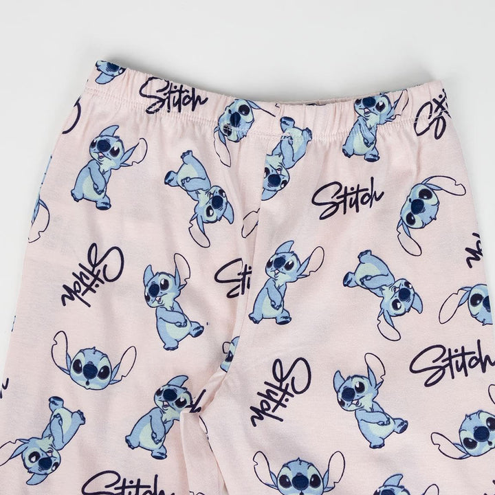 Disney Lilo und Stitch Mädchen-Schlafanzug, Grösse 128-164, hellblaues Oberteil mit Stitch, rosa Hos
