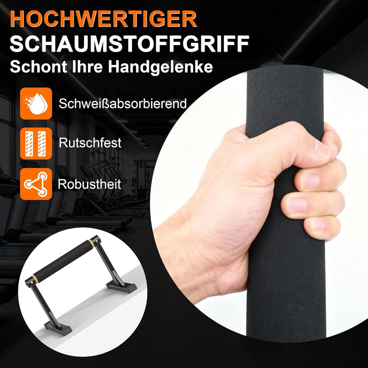 Holz-Parallettes Liegestützstangen, Massivholz-Parallelstäbe mit rutschfestem Griff, robustes Metall