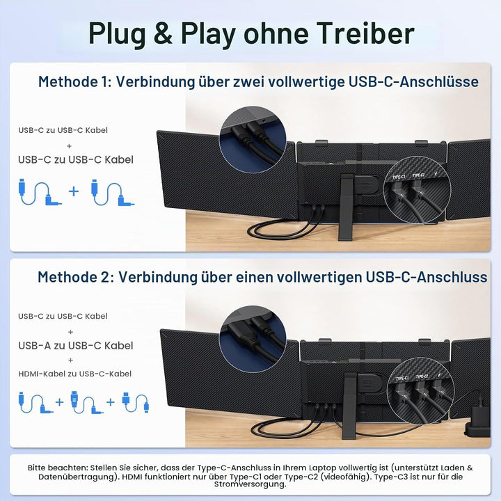 14” Laptop Bildschirm Erweiterung, 3.0 lbs leichter tragbarer Monitor für Laptop, 1080P FHD IPS-Disp