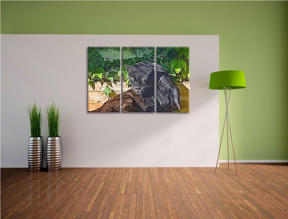schwarzer Panther Spezial 3-Teiler Leinwandbild 120x80 Bild auf Leinwand, XXL riesige Bilder fertig