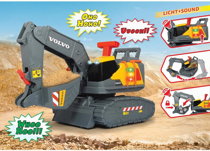 Dickie Toys 203725006 Volvo Spielzeug Bagger mit Gewichtserkennung, Spielzeugbagger erkennt 3 versch