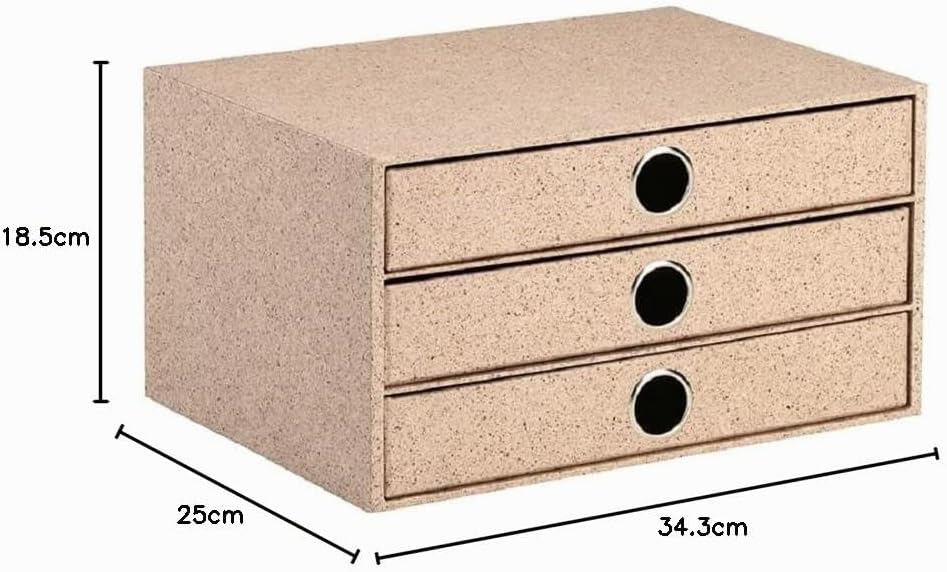 Rössler 1524452393 - S.O.H.O. 3er Schubladenbox für DIN A4, mit Griffloch, Cacao, 343 x 250 x 185 mm