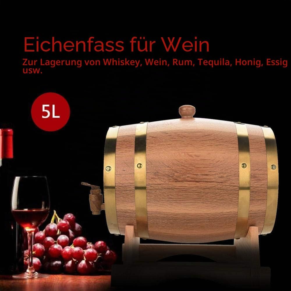 Wein, Eichenfass, 1,5/3/5/10 l, Eichenfass für Wein, Whisky Tequila, Weinspender Holzfass, auslaufsi