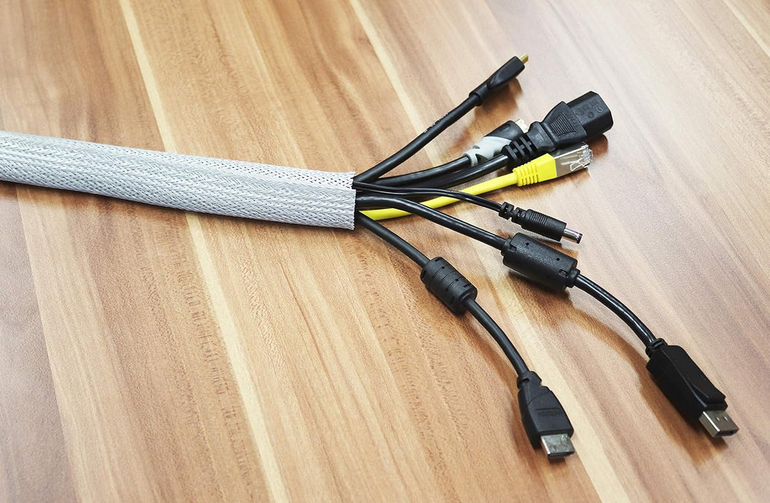 RICOO Kabelkanal Grau 500cm lang x 13,5cm breit Z9135G-5 Kabelschlauch wiederverschliessbar mit Klet