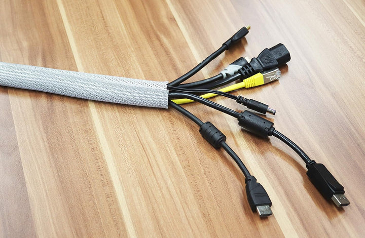 RICOO Kabelkanal Grau 500cm lang x 13,5cm breit Z9135G-5 Kabelschlauch wiederverschliessbar mit Klet