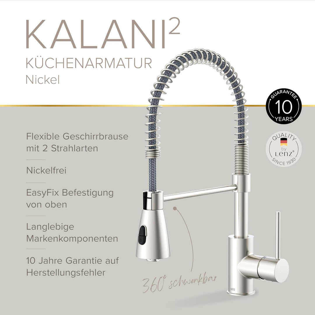 Lenz KALANI² Küchenarmatur mit Pendelbrause nickel-matt 46070322, Nickel-matt