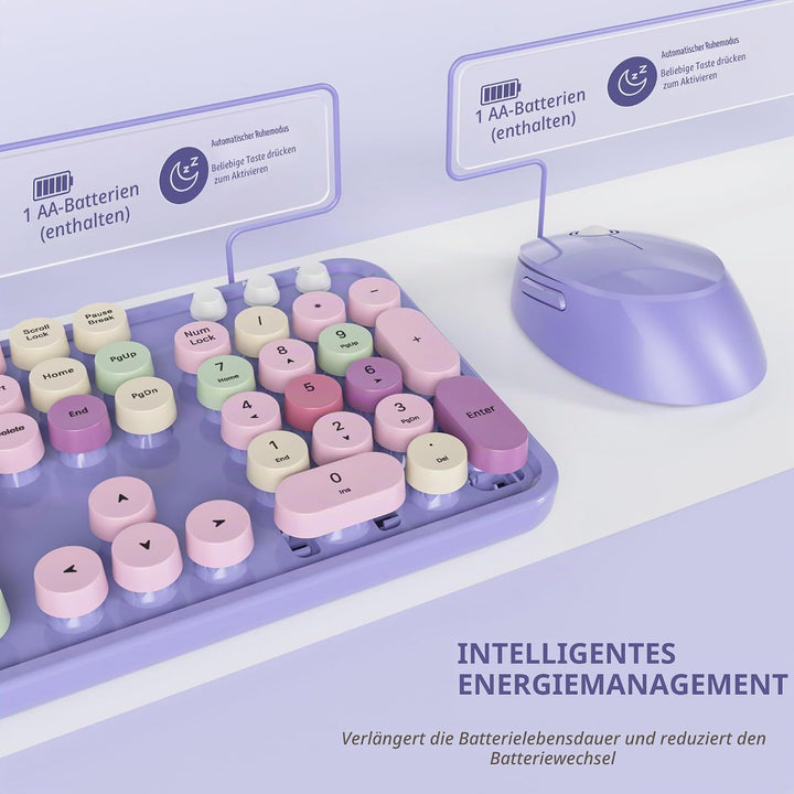 Niedlich Kabellose Tastatur und Maus, Amerikanisch QWERTY,104 Schreibmaschinentastatur in Voller Grö