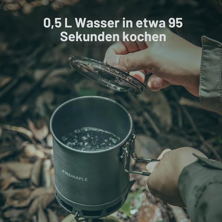 Fire-Maple G3 Camping-Küchenset Ultraleicht mit Aluminium-Topf, Titan-Kocher, Gabel und Löffel aus T