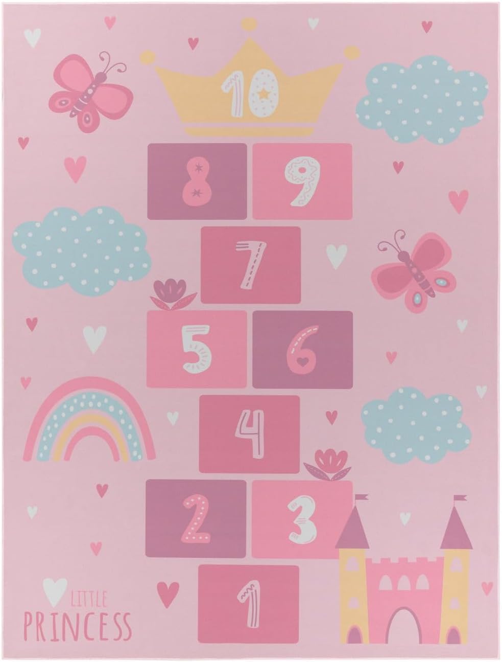 TT Home Kinderteppich Babyzimmer Teppich Kinderzimmer rutschfest Tiere Weltkarte Autos, Farbe:Pink,