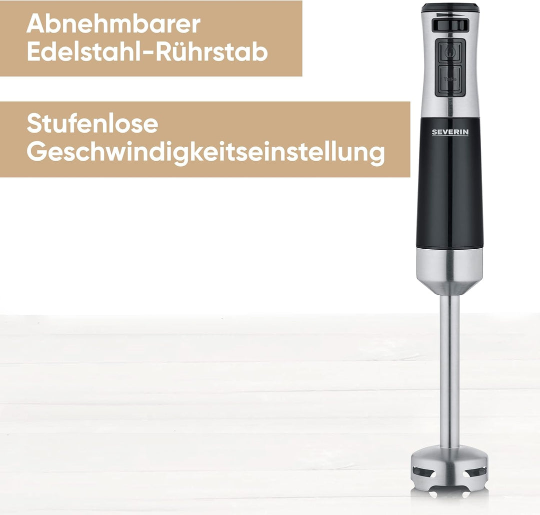 SEVERIN Stabmixer zum Pürieren und Zerkleinern, Mixstab mit stufenloser Geschwindigkeitseinstellung,