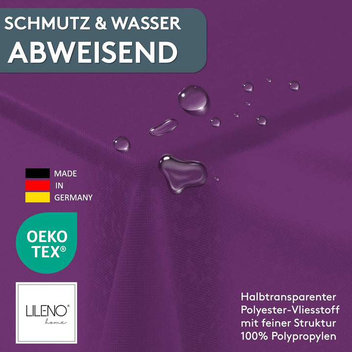 LILENO HOME Tischdeckenrolle 1,10 x 25 m - Tischdecke Lila aus Vlies - Stoffähnlich, abwaschbare Tis