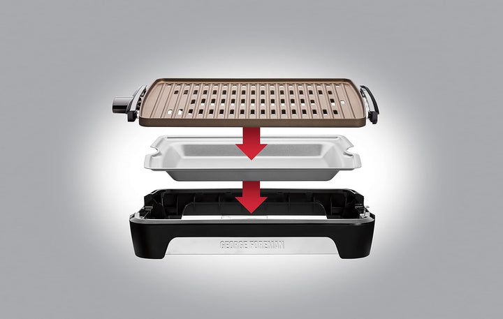 George Foreman Grill [Smokeless - 80% weniger Rauch] Tischgrill (raucharmer Indoor BBQ, spülmaschine